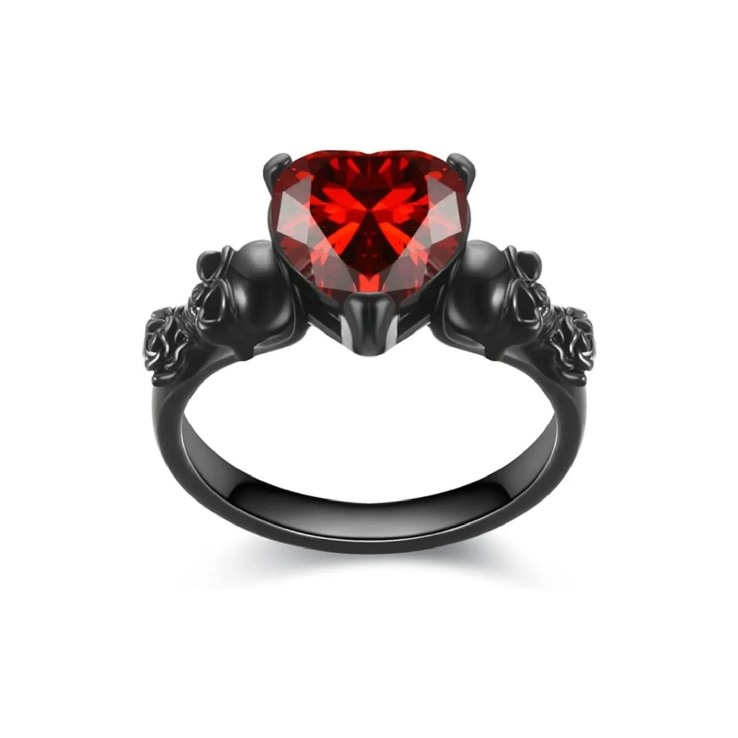 'Til death do us part Blood Red Heart skull ring