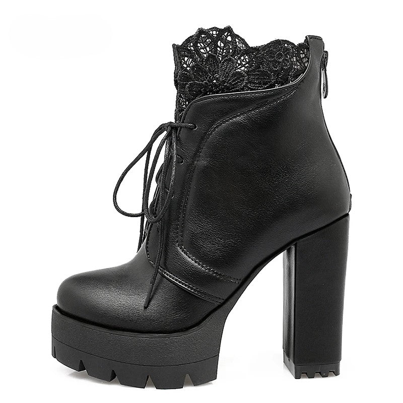 Dark Fae Gothic Lace Top High heeled Boot side
