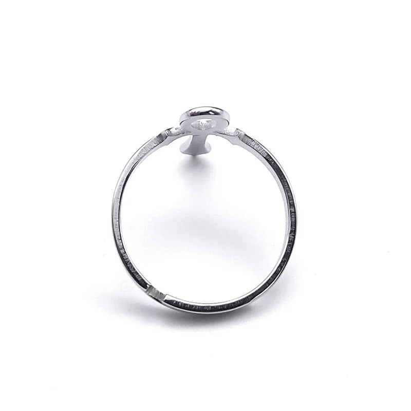 Egyptian Ankh Stainless Steel Expandable Ring cross section