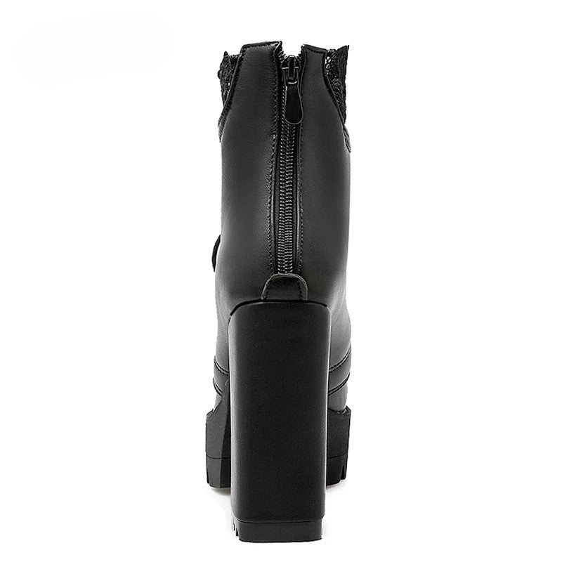 Dark Fae Gothic Lace Top High heeled Boot back