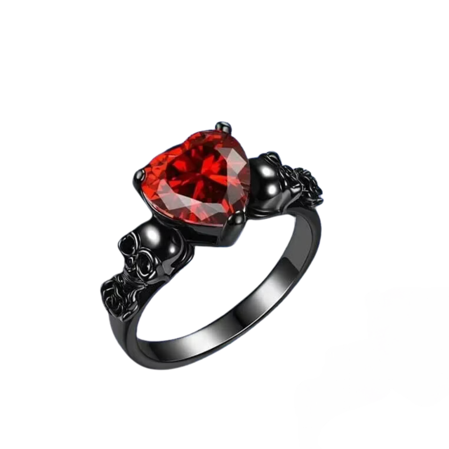 'Til death do us part Blood Red Heart skull ring