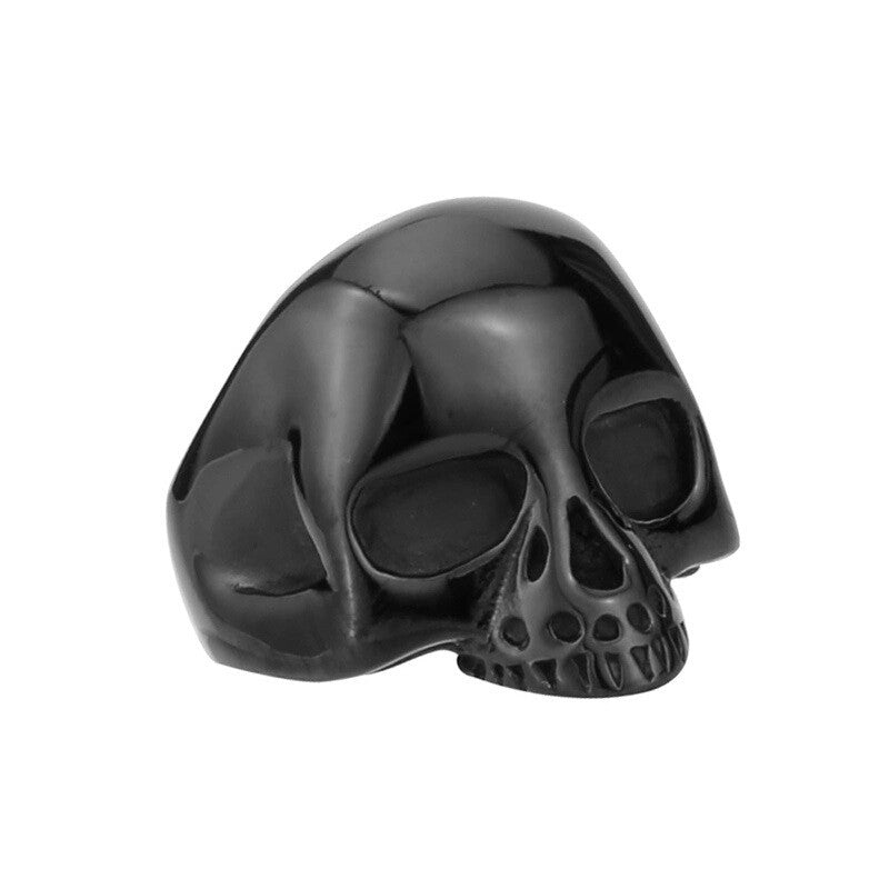 Crypt Ring - Statement Skull Silver Rock Ring over-size large Industrial Gothic Goth Classic Black