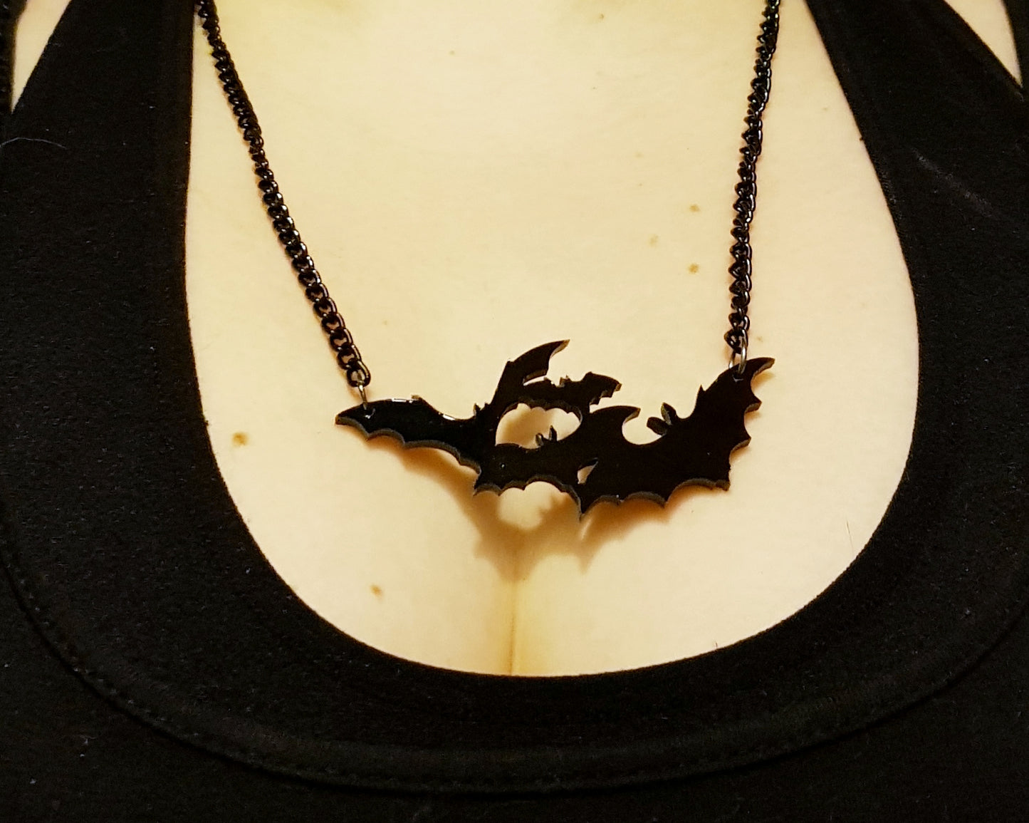 Pipistrelle Necklace - Acrylic Metal rockabilly Vamp Vampire Retro Rock Plastic occult Nu-goth Necklace halloween Gothic Goth Classic Black Bat