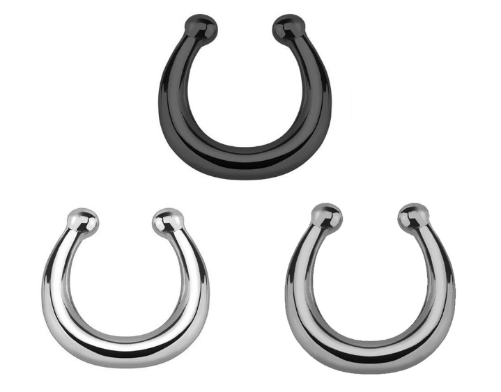 Taurus Faux Nose/Septum Hanger - Silver septum Nu-goth nose industrial hanger Gunmetal Gun-metal goth gloss faux fake clicker black