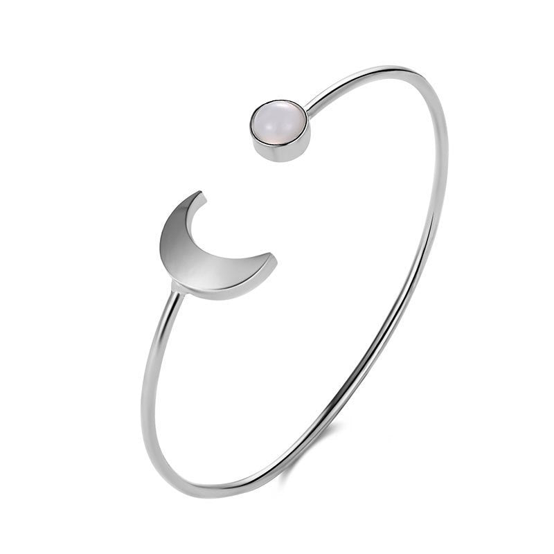 Circe Bangle - symbol Witchy Witch Wiccan wicca Silver Pastel Goth Pagan occult Nu-goth Moon Metal Matte Black Matte Matt Gothic Goth crescent Bracelet Black Adjustable Rock