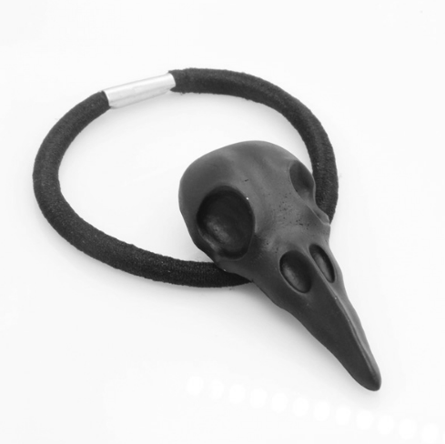 Corvus Hair Tie - Matte Black Matte Matt Black Witch Stud Streetgoth Street Spiked Spike Silver Rock Ravenskull raven Post-apocalyptic Pastel Goth Nu-goth Metal Industrial Hair tie Hair Elastic Hair Gunmetal Gun-metal Grunge Gothic Goth Geometric Futuristic crow Bobble Adjustable Accessory