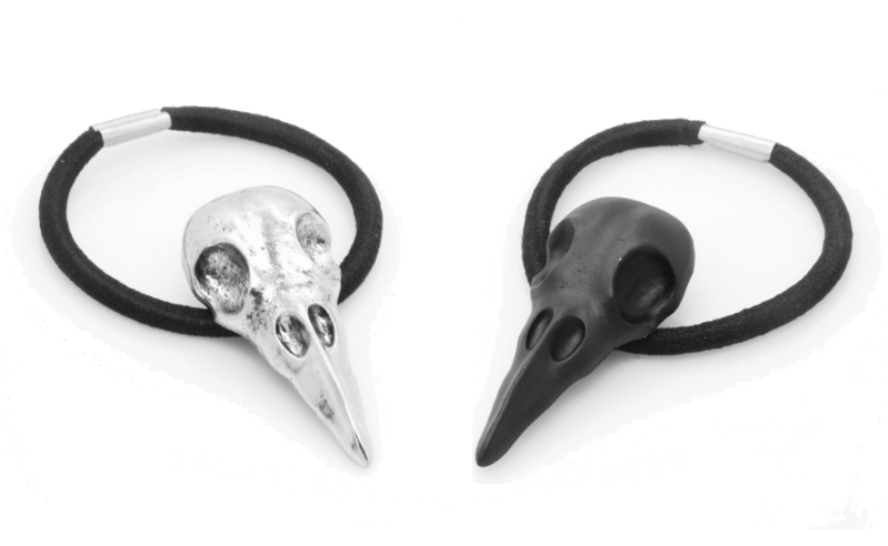 Corvus Hair Tie - Matte Black Matte Matt Black Witch Stud Streetgoth Street Spiked Spike Silver Rock Ravenskull raven Post-apocalyptic Pastel Goth Nu-goth Metal Industrial Hair tie Hair Elastic Hair Gunmetal Gun-metal Grunge Gothic Goth Geometric Futuristic crow Bobble Adjustable Accessory