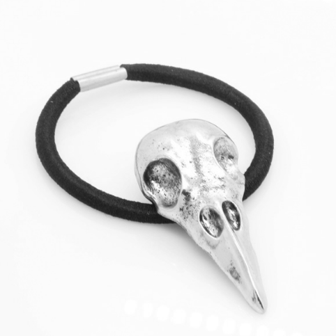 Corvus Hair Tie - Matte Black Matte Matt Black Witch Stud Streetgoth Street Spiked Spike Silver Rock Ravenskull raven Post-apocalyptic Pastel Goth Nu-goth Metal Industrial Hair tie Hair Elastic Hair Gunmetal Gun-metal Grunge Gothic Goth Geometric Futuristic crow Bobble Adjustable Accessory