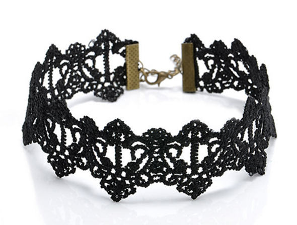 Countess Choker -Vintage Vampire Vamp Rock Nu-goth Metal lace Gothic Goth Filigree Delicate Choker Black Adjustable