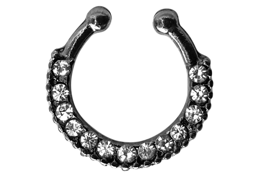 Gina Faux Nose/Septum Hanger - septum Post-apocalyptic Nu-goth nose Metal Industrial Gunmetal Gun-metal Futuristic faux fake clicker Accessory