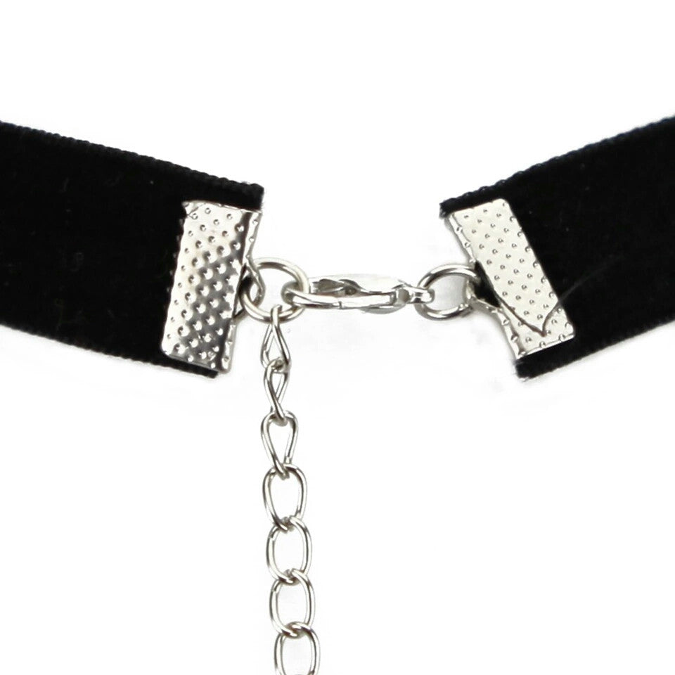 Thin Velvet Choker -Witch Vintage Velvet Retro Gothic Goth Delicate Classic Choker Black 90's