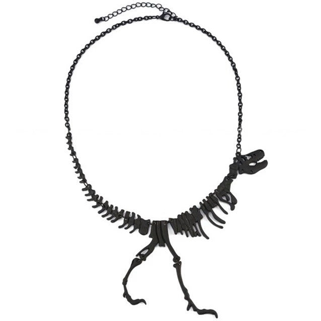 Rex Necklace - Silver Rock Nu-goth Metal Matte Black Matte Matt Gunmetal Gun-metal Gothic Goth Dinosaurs Dinosaur Black