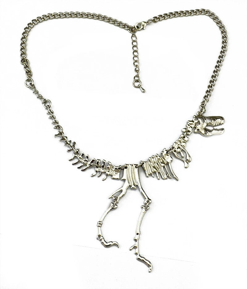 Rex Necklace - Silver Rock Nu-goth Metal Matte Black Matte Matt Gunmetal Gun-metal Gothic Goth Dinosaurs Dinosaur Black
