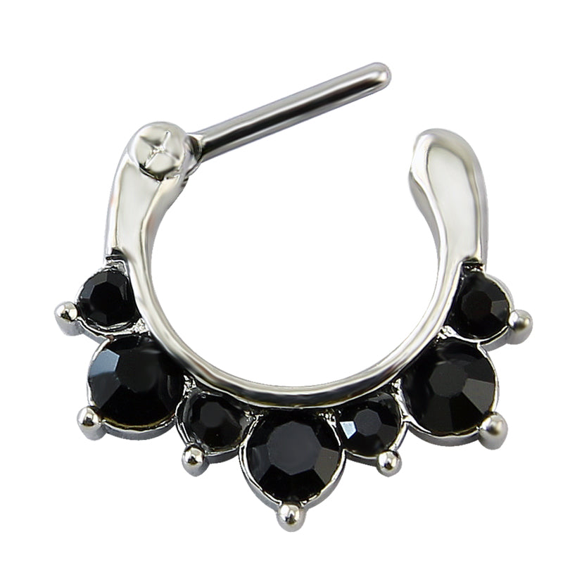 Jeyla Septum Clicker - Steel Silver septum Semi-precious Rock Piercings Piercing nose hanger Gothic Goth diamante crystal body jewelry body jewellery Nu-goth Metal clicker Accessory