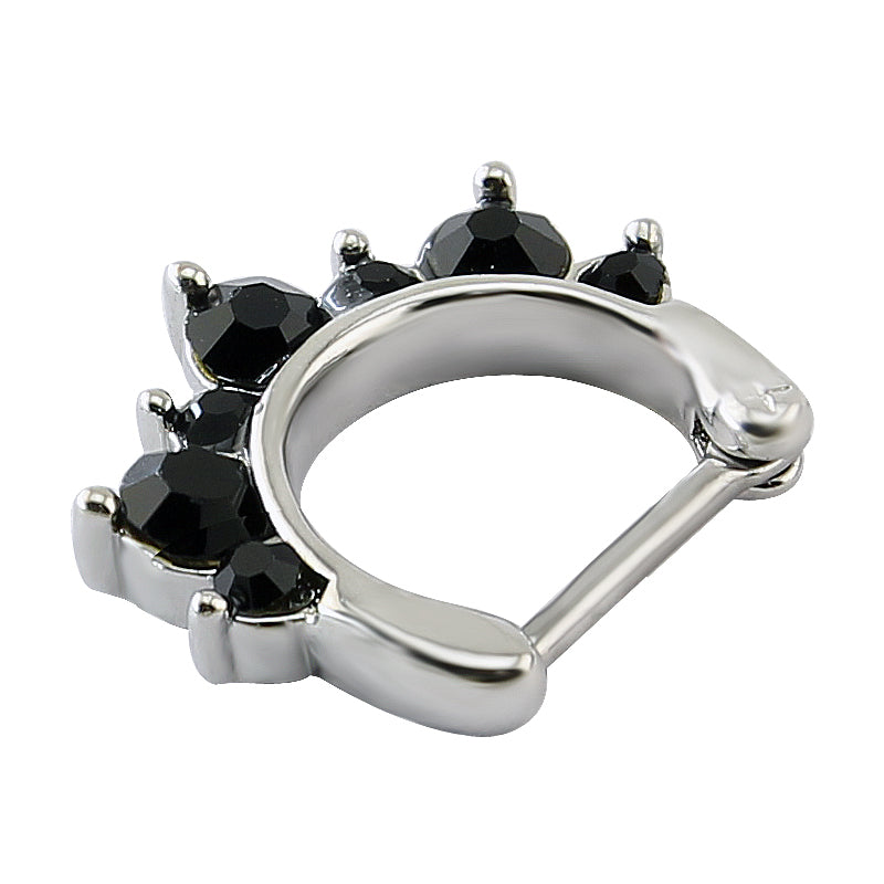 Jeyla Septum Clicker - Steel Silver septum Semi-precious Rock Piercings Piercing nose hanger Gothic Goth diamante crystal body jewelry body jewellery Nu-goth Metal clicker Accessory