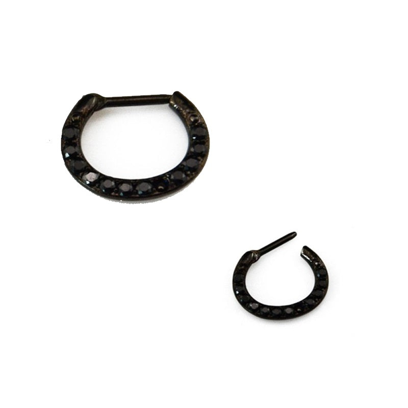 Lola Septum Clicker - Black Steel septum Semi-precious Rock Piercings Piercing Nu-goth nose Metal hanger Gothic Goth diamante crystal clicker body jewelry body jewellery Accessory