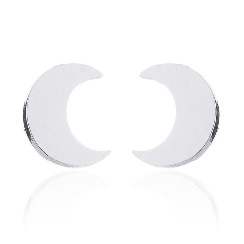 Moon Studs - Silver Simple crescent Moon Stud Piercings Piercing Nu-goth Metal Industrial Grunge Gothic Goth Black Accessory