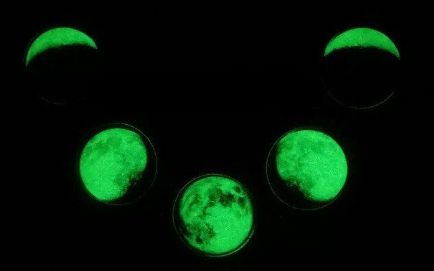 Phase Necklace - Witch Wiccan wicca Silver Pagan Nu-goth Moon magic Green Gothic Goth Glow in the dark Glow Classic Chain