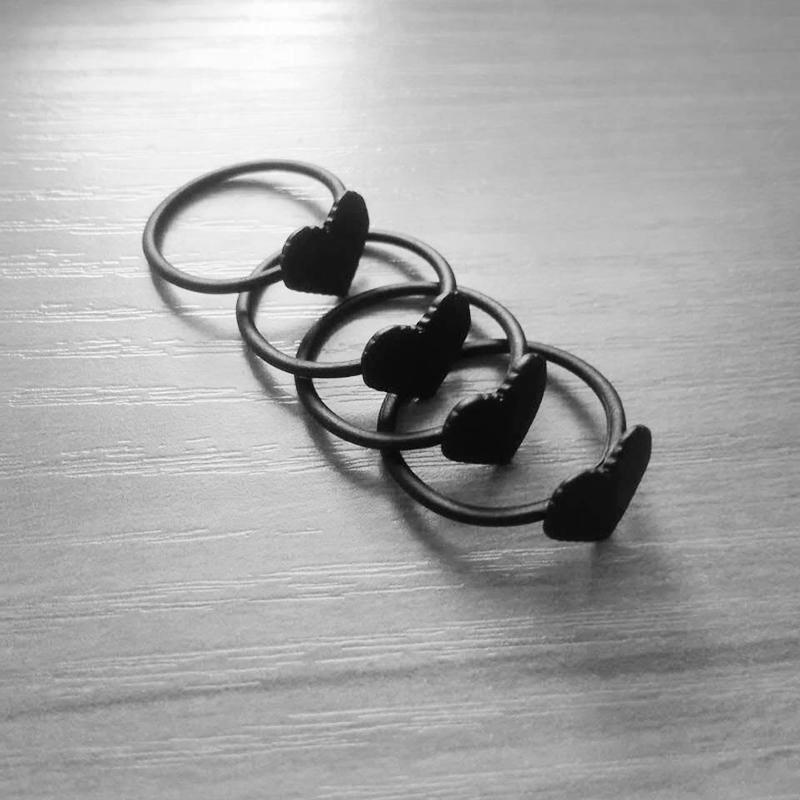 Pixel Heart Ring -geek Grunge Matte Matt Geometric pixel heart Simple Post-apocalyptic Futuristic Industrial Black Matte Black Rock Ring Pentagram Nu-goth Metal Gothic Goth