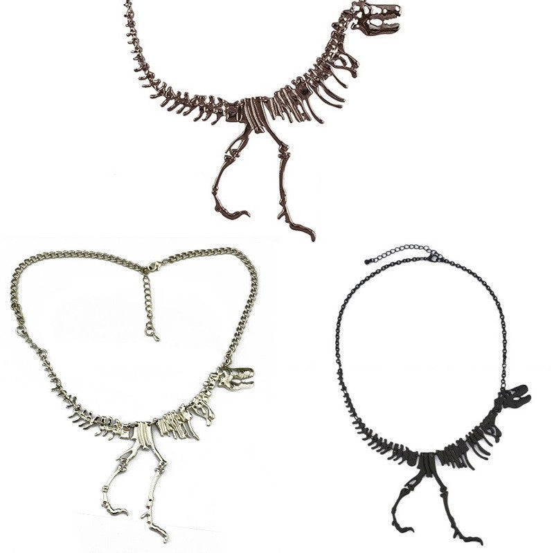 Rex Necklace - Silver Rock Nu-goth Metal Matte Black Matte Matt Gunmetal Gun-metal Gothic Goth Dinosaurs Dinosaur Black
