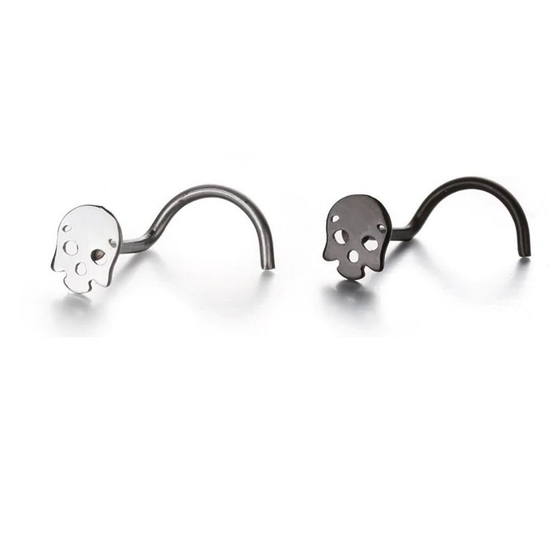 Skull Nose Studd - Skull Piercings Piercing Nu-goth nose Metal Industrial Grunge Gothic Goth body jewelry body jewellery Black Accessory