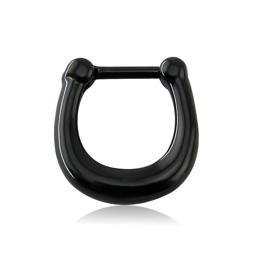 Taurus Septum Clicker - Streetgoth Street Steel Silver septum Rock Post-apocalyptic Piercings Piercing Nu-goth nose Metal hanger Grunge Gothic Goth Futuristic clicker body jewelry body jewellery Black Accessory
