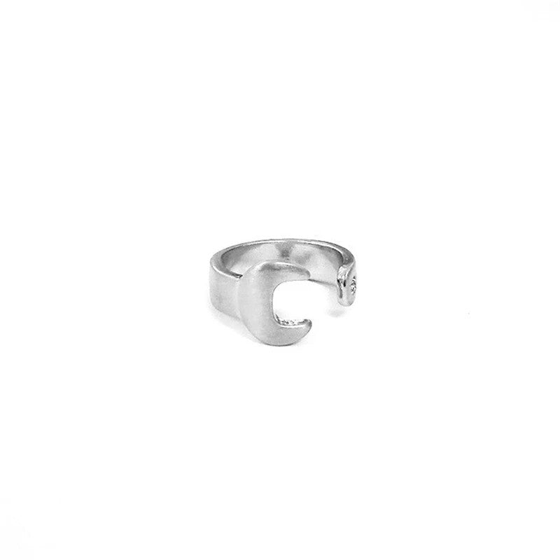 Vox Ring Silver - Spanner Steel Silver Rock Ring Post-apocalyptic Nu-goth Metal Matte Matte Black Matt Industrial Gothic Goth Black