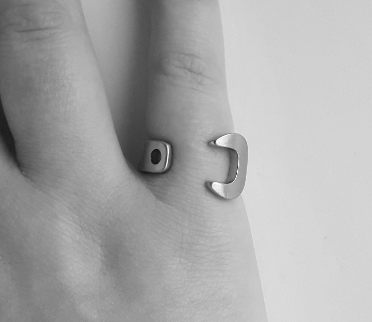 Vox Ring Silver - Spanner Steel Silver Rock Ring Post-apocalyptic Nu-goth Metal Matte Matte Black Matt Industrial Gothic Goth Black