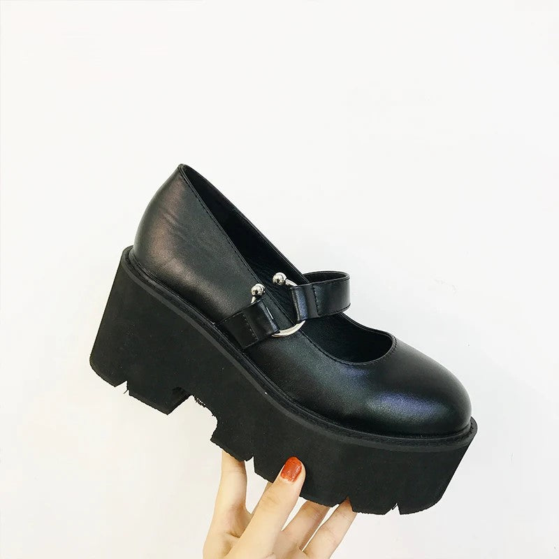 Pierced platform PU Mary Jane