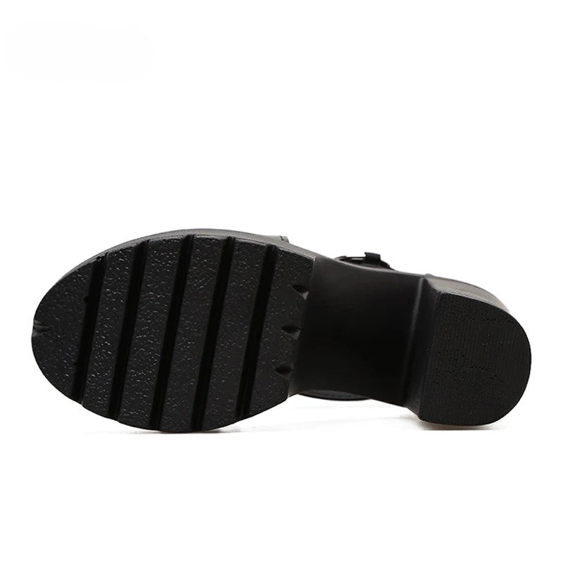 Bound Strappy Buckle gothic Platform Heels8