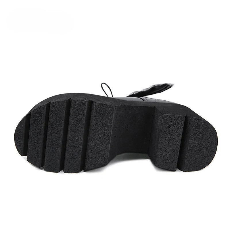 Bat Wing PVC Lace-up Ankle Platform Boot bottom view