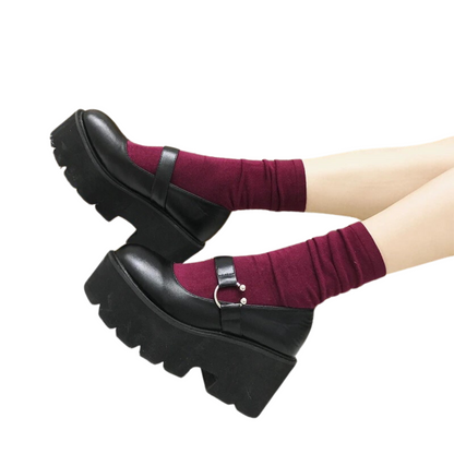 Pierced platform PU Mary Jane