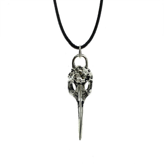 Ravenskull Necklace - Witch Witchy Skull Simple Rock Silver Raven Ravenskull Metal Delicate Classic Strega Nu-goth Gothic Goth Antique