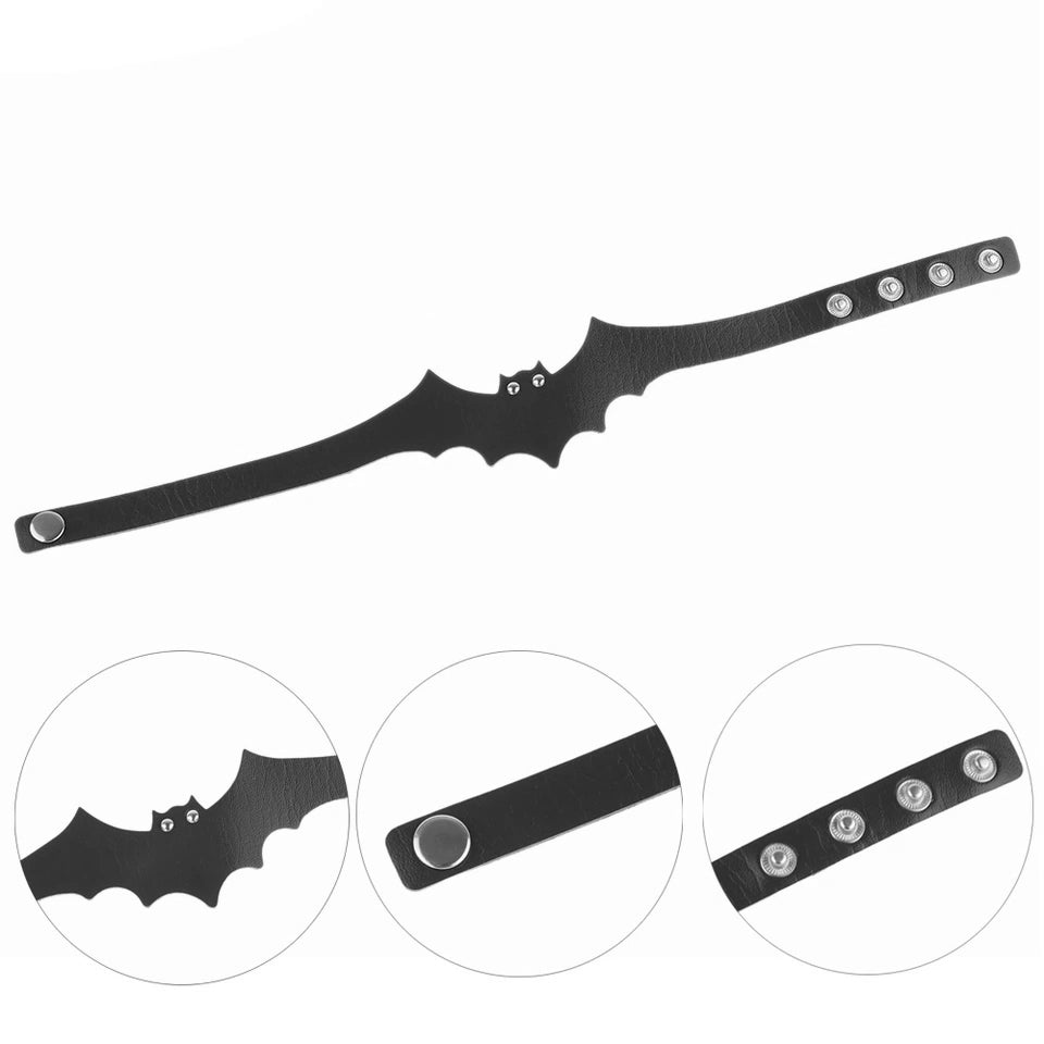 Stud Rock PU occult large halloween Gothic Goth Faux-leather faux fake Choker Black Bat Adjustable Accessory  Delete product Save