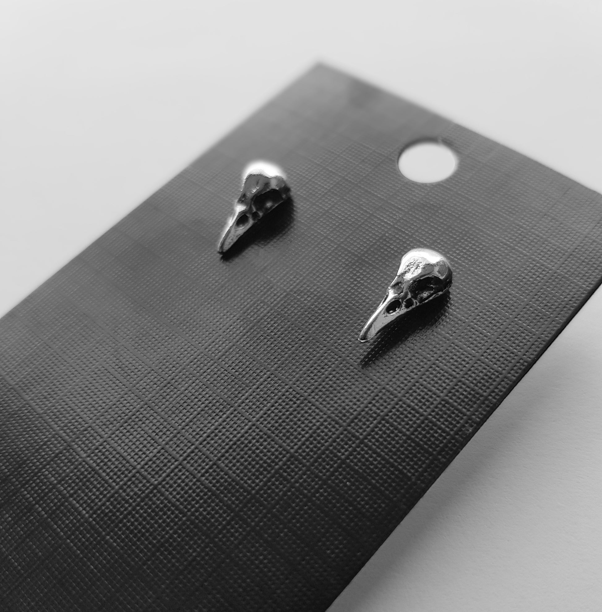 Nu-goth occult Silver skeleton Skull Studs Stud Grunge Gothic Goth Earring Ear