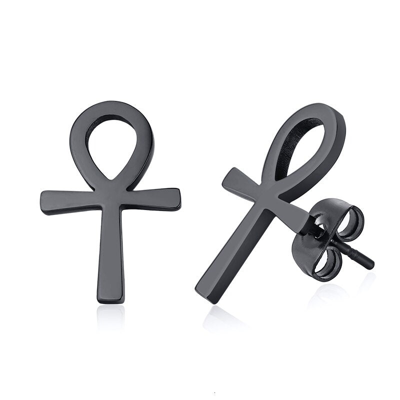 Ankh Egyptian Stainless Steel Stud Earrings
