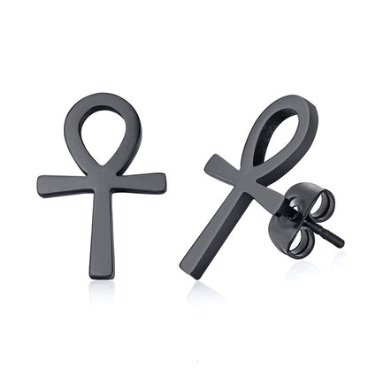 Ankh Egyptian Stainless Steel Stud Earrings