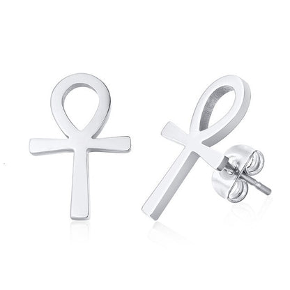 Ankh Egyptian Stainless Steel Stud Earrings