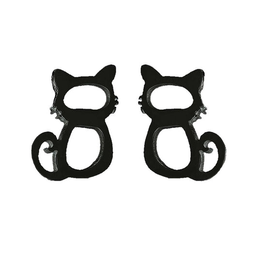 symbol Studs Stud Steel Stainless Steel kitty Grunge Gothic Goth Earring Ear Cute Cat Black