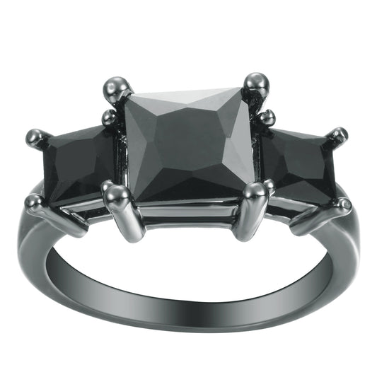 Brenya Ring - Ring princess Gunmetal Gun-metal Gothic Goth cut cubic zirconia crystals crystal