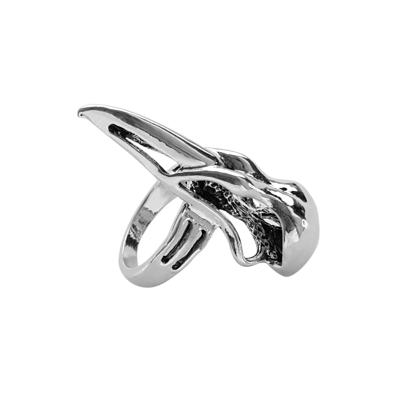 Corvus Ring - Witchy Witch Wiccan wicca symbol Strega Statement Skull Silver Rock Ring Ravenskull Raven Post-apocalyptic Pagan over-size Nu-goth Metal magic large Industrial Gothic Goth Corvus Classic Black Antique