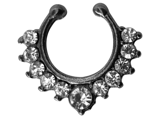 Fyrina Faux Nose/Septum Hanger - septum Post-apocalyptic Nu-goth nose Metal Industrial Gunmetal Gun-metal Futuristic faux fake clicker Accessory