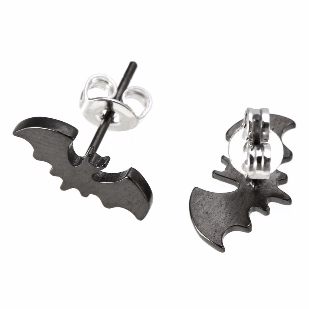Classic BAts Bat symbol Studs Stud Grunge Gothic Goth Earring Ear Cute Black