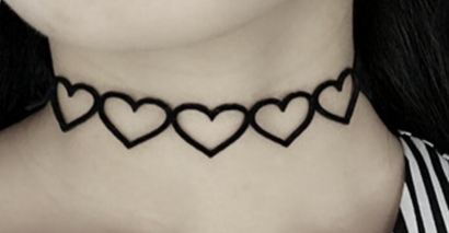 Hollow Heart Choker - loveheart heart Rock Nu-goth Metal Gothic Goth felt Choker Black Adjustable