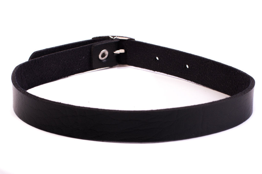 Vega Choker Collar - Slave collar Simple S&M Role-Play PU Nu-goth Leather Goth Faux-leather Choker Bondage Black BDSM