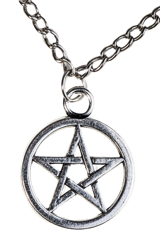 Cerridwen Necklace - Metal Rock symbol Witchy Witch wicca sweater Strega Simple Silver Pentagram Nu-goth Long necklace long jumper Gothic Goth Classic
