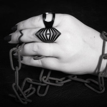 Witch Stacking Simple Ring Nu-goth Midi Matte Black Knuckle Gothic Goth Classic Black