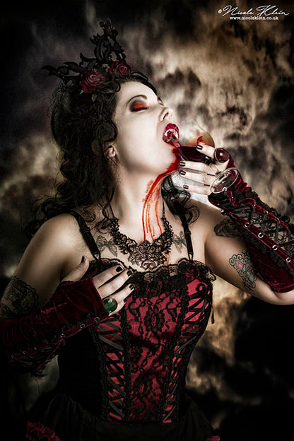 Lorelei Necklace -Rock Statement Vampire Vamp over-size Necklace Metal large Gothic Goth gloss Filigree Black Art-Deco Nu-goth