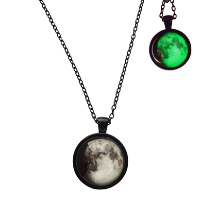 Lillith Necklace - Witch Wiccan wicca Silver Pagan Nu-goth Moon Matte Black Matte Matt magic Green Gothic Goth Glow in the dark Glow Classic Chain Black