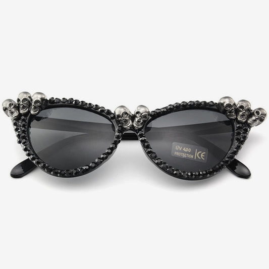Mia Sunglasses - diamante Vintage Sunglasses Sun Skull Rock Nu-goth Metal Gothic Goth Glasses Festival Black Accessory